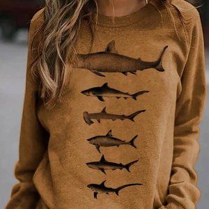 (MARKED DOWN!) Shark Print Cotton-Blend Sweatshirt